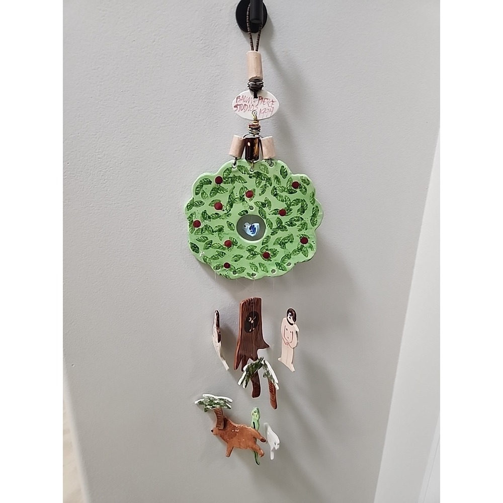 Baum‎ Pierce Studios Noahs Ark Wind Chime Mobile Ceramic Folk Art 24" Vintage